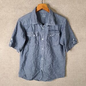 Calvin Klein Jeans Kids XL Blue Chambray Short Sleeve Button Up Casual